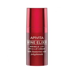 Крем-лифтинг Apivita Wine Elixir против морщин для губ/кожи глаз с полифенолами вина региона Санторини 15 мл