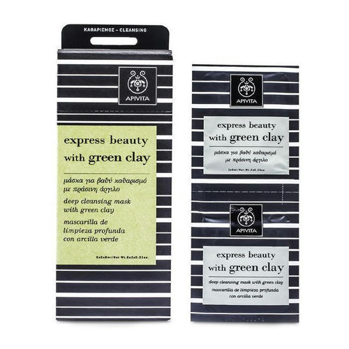 Маска Apivita Express Beauty для глубокой очистки с зеленой глиной 2х8 мл