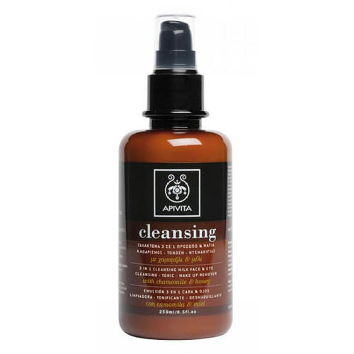 Молочко Apivita Cleansing 3 в 1 очищающее для лица/глаз с медом и ромашкой 200 мл
