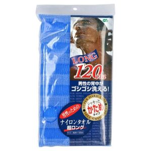 Ohe Мочалка для тела сверхжесткая, синяя, размер 28*120см - Nylon towel super long, 1шт