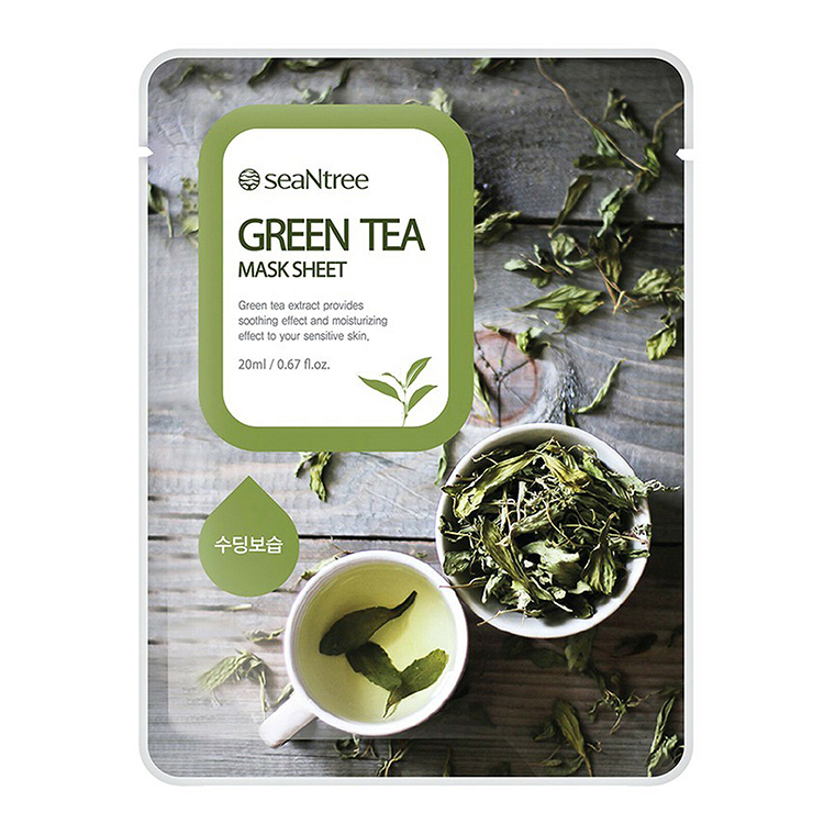 SEANTREE GREEN TEA MASK SHEET (20ml*10ea), Тканевая маска с экстрактом зеленого чая (20мл*10шт)