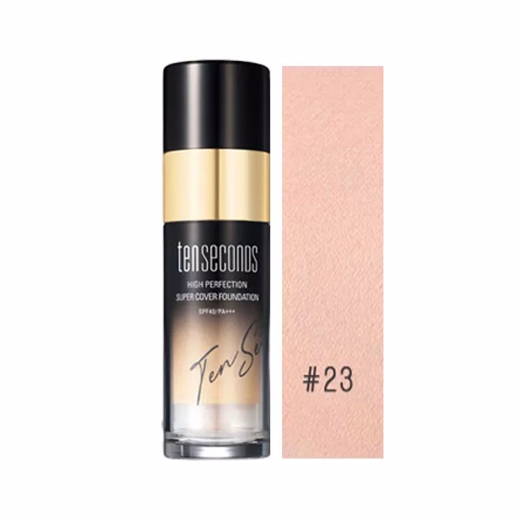 COREANA TENSECONDS HIGH PERFECTION SUPER COVER FOUNDATION SPF40/PA+++ #23 NATUAL BEIGE (40ml), Тональная основа для ухода за кожей #23 Натуральный бежевый (40мл)
