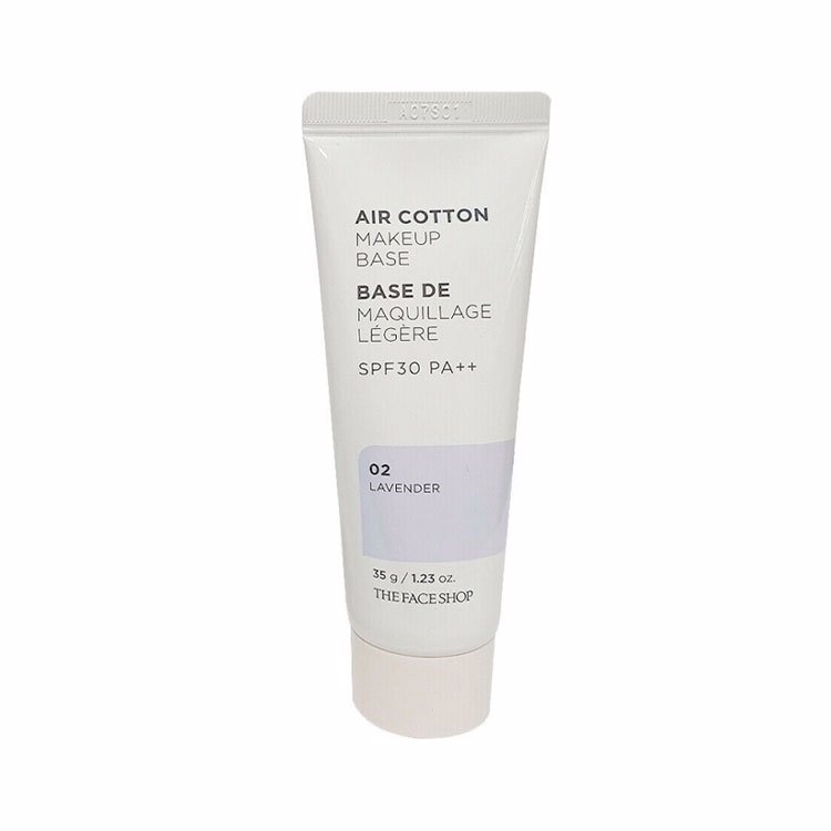 THE FACE SHOP AIR COTTON MAKE UP BASE 02 LAVENDER (40ml), База под макияж с лавандой 02 (40мл)