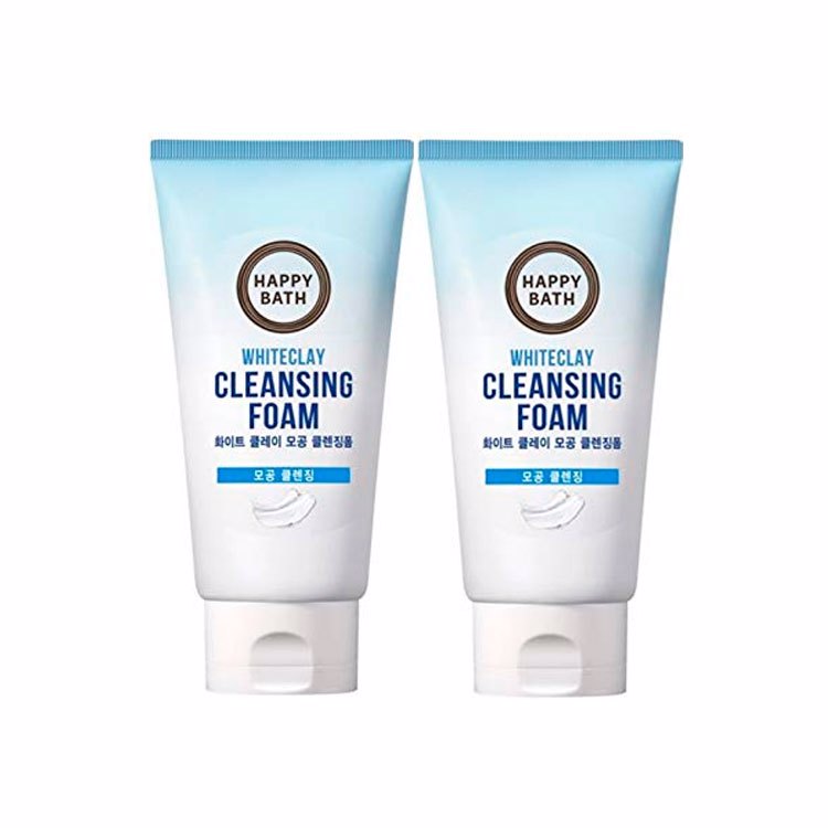 HAPPY BATH WHITE CLAY PORE CLEANSING FOAM 2IN1 (150gr+150gr), Пенка для умывания с белой глиной