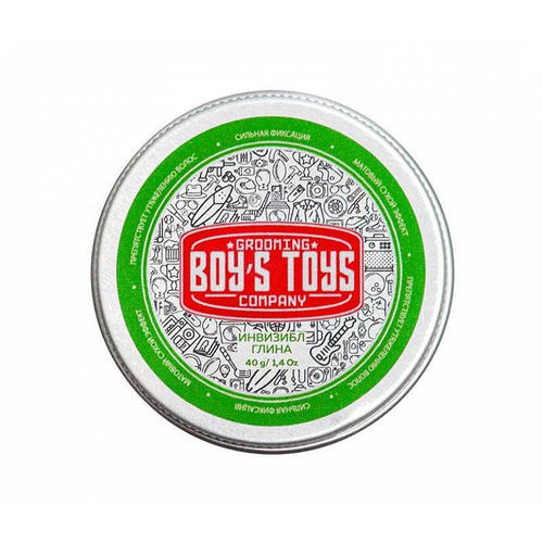 Boys Toys, Глина для укладки волос средней фиксации с низким уровнем блеска Invisible Forming Matte Clay, 40 мл