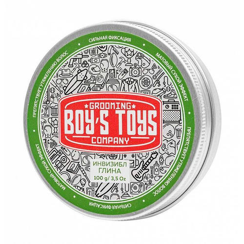 Boys Toys, Глина для укладки волос средней фиксации с низким уровнем блеска Invisible Forming Matte Clay, 100 мл — изображение 3