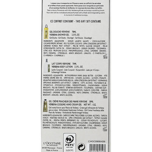 Набор - L'Occitane Verbena (sh/gel/70ml + b/milk/70ml + h/cr/30ml) — изображение 3