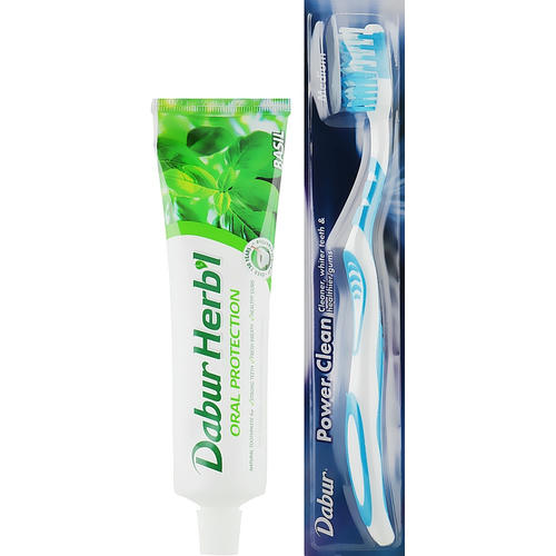 Набор "Basil", салатовый, Dabur Herb`l (toothbrush/1шт + toothpaste/150g) — изображение 2