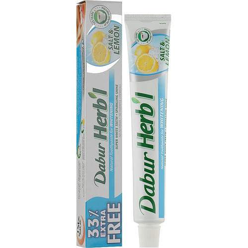 Отбеливающая зубная паста, Dabur Herb`l Salt & Lemon — изображение 2