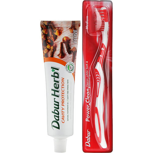Набор "Clove", красная, Dabur Herb`l (toothbrush/1шт + toothpaste/150g) — изображение 2