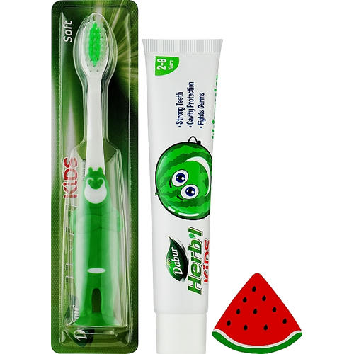Набор для детей "Арбуз" 2-6 лет, Dabur Herb'l Kids Watermelon (toothpaste/50g + toothbrush/1pcs + gift) — изображение 2