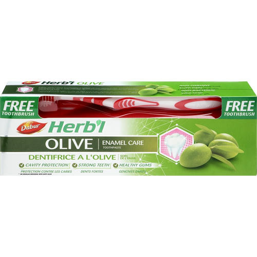 Набор "Оливка", красная, Dabur Herb`l (toothbrush/1шт + toothpaste/150g)