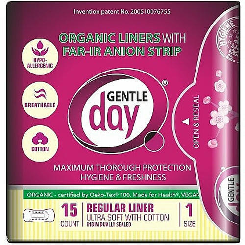 Gentle Day Organic Liners With Far-Ir Anion Strips, Гигиенические прокладки с анионной полоской, 15 шт.
