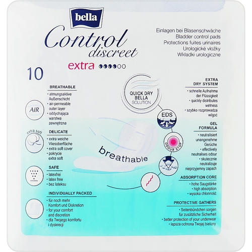 Bella Control Discreet Extra Bladder Control Pads, Урологические прокладки для женщин, 10 шт. — изображение 2