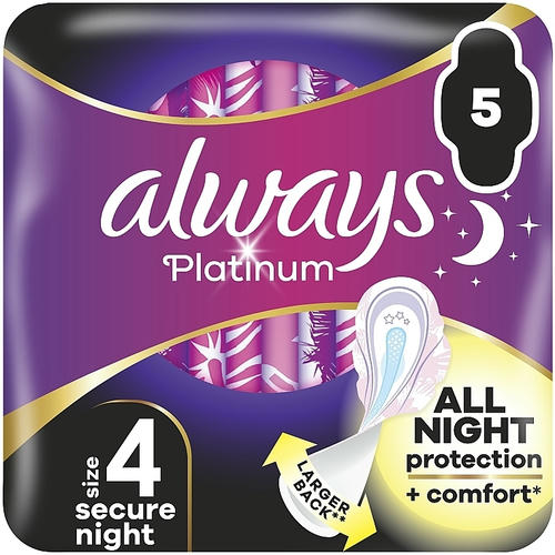Always Platinum Secure Night, Гигиенические прокладки, размер 4, 5шт