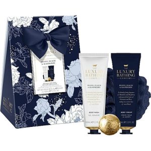 Набор, Grace Cole The Luxury Bathing Peony Peach And Raspberry (b/wash/100ml + b/cr/100ml + sponge/1pc + bath/bomb/25g)