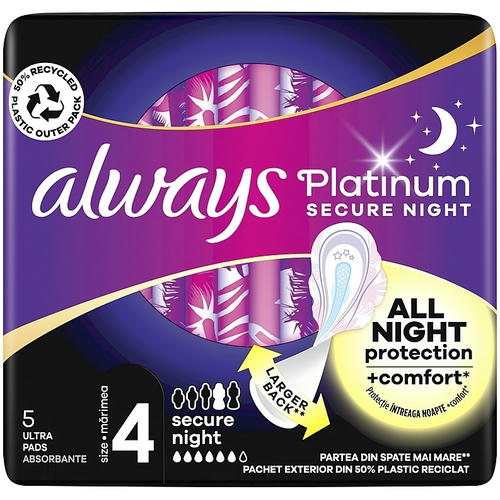 Always Platinum Secure Night, Гигиенические прокладки, размер 4, 5шт — изображение 2