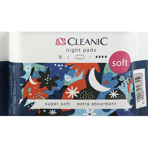 Cleanic Soft Night Pads, Прокладки ночные, 8 шт