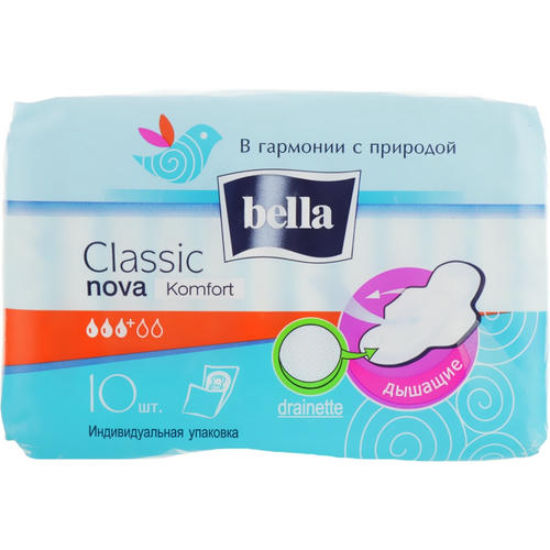 Bella, Прокладки Classic Nova Comfort Drainette, 10шт