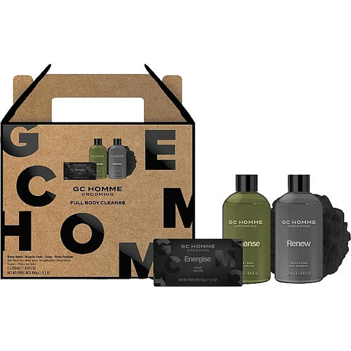 Набор, Grace Cole GC Homme Grooming Full Body Cleanse (b/wash/250ml + sponge/1pc + soap/150g + muscle/soak/250ml) — изображение 2