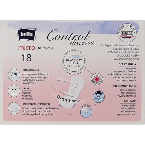 Bella Control Discreet Micro Bladder Control Pads, Урологические прокладки для женщин, 18 шт. — изображение 2