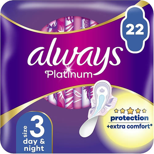 Always Platinum Protection +Extra Comfort Day&Night, Гигиенические прокладки, размер 3, 22 шт