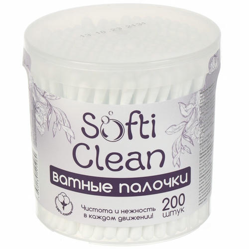 Ватные палочки 200 шт стакан Softi Clean
