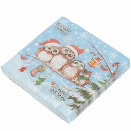 Салфетки бумажные New Line Fresco Совята 20 шт 2 слоя 33х33 см