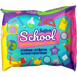 Салфетки влажные Salfeti School антибактериальные 60 шт для школьников