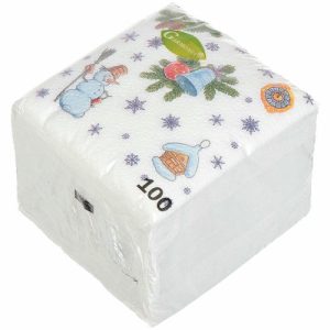 Салфетки бумажные Гармония цвета Новогодний коллаж 100 шт 24х24 см