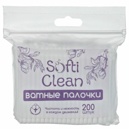 Ватные палочки 200 шт п/э Softi Clean