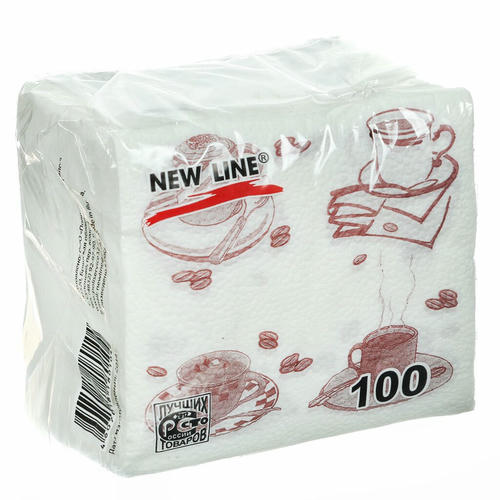 Салфетки бумажные New Line Чашка кофе 100 шт 24х24 см в ассортименте