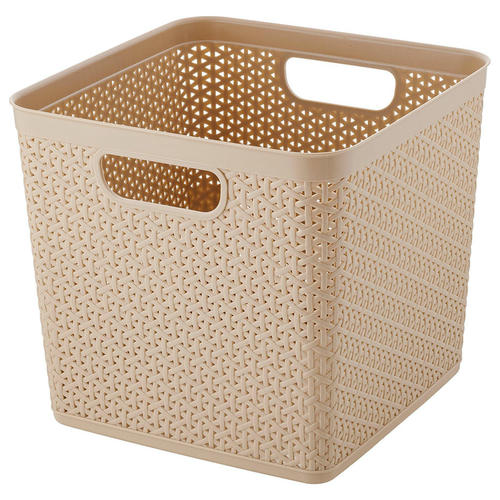 Корзина для хранения Keeplex Rattan со съемной крышкой 21л квадратная 30х30х28см морской песок — изображение 2