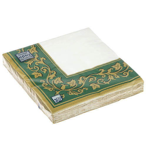 Салфетки 20л, Bouquet Home Collection Classic, 3хсл., "Золотые узоры зеленый фон"