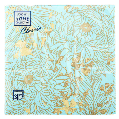 Салфетки 33*33, 3сл, 20шт Bouquet Home Collection Classic "Золотые цветы Тиффани" — изображение 2