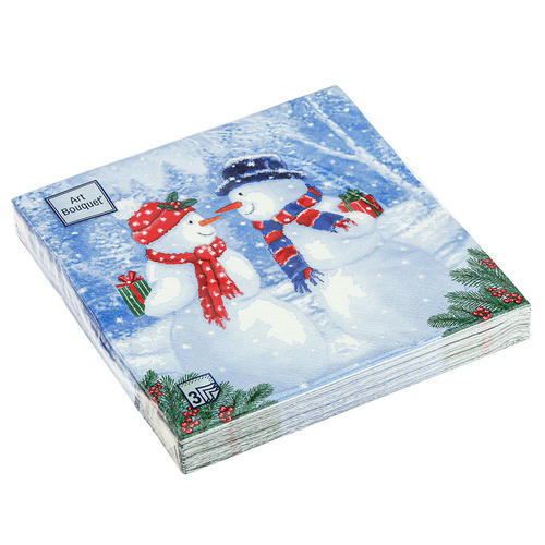 Салфетки Art Bouquet 33*33, 3хсл, 20л. "Снеговики с подарками"