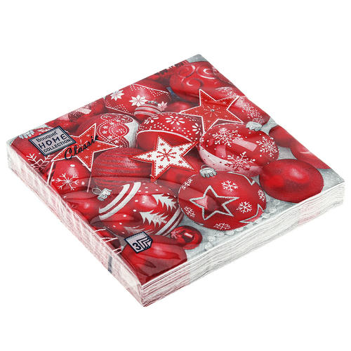 Салфетки 20л, Bouquet Home Collection Classic, 3хсл., "Новогодняя коллекция красная"