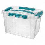 Ящик для хранения универсальный с замками и ручкой "Grand Box" 290х190х180мм 6,65л (голубой) пластик Econova