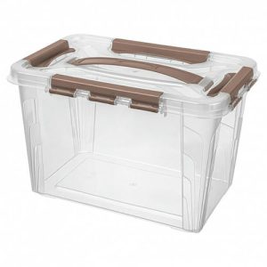 Ящик для хранения универсальный с замками и ручкой "Grand Box" 290х190х180мм 6,65л (коричневый) пластик Econova