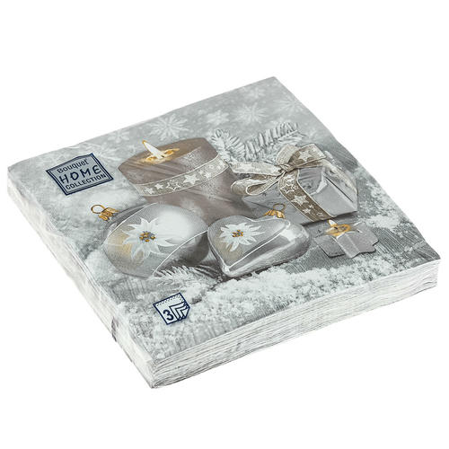 Салфетки 33х33, 3слоя, 20л, Bouquet Home Collection Classic, "Праздничный натюрморт. Серебро"