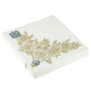 Салфетки бумажные декоративные 33*33, 3сл, 20шт Bouquet Home Collection Classic "Золотые розы"
