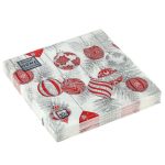 Салфетки 33х33, 3слоя, 20л, Bouquet Home Collection Classic, "Красные игрушки на серебре"