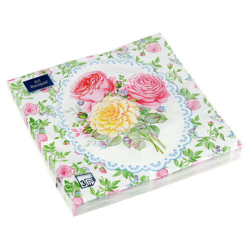 Салфетки Art Bouquet 33*33, 3хсл, 20л. "Розовый сад"