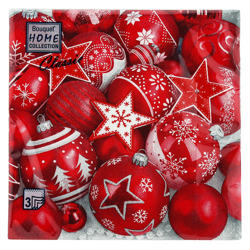Салфетки 20л, Bouquet Home Collection Classic, 3хсл., "Новогодняя коллекция красная" — изображение 2