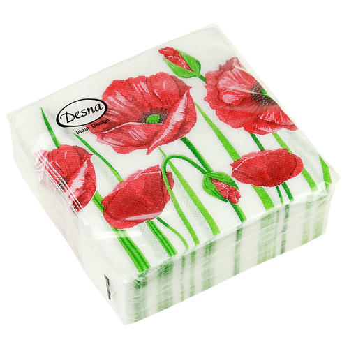 Салфетки 24*24 1сл 40шт Desna Design "Красные маки"