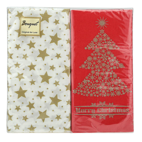 Салфетки 33х33, 2 слоя, 20л, Bouquet Original de Luxe, "Золотая ель MIX с красным" — изображение 2