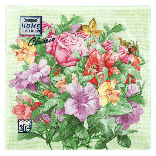 Салфетки 33*33, 3сл, 20шт Bouquet Home Collection Classic "Праздничный букет" — изображение 2