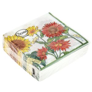 Салфетки 24*24 1сл 40шт Desna Design "Декоративные подсолнухи"