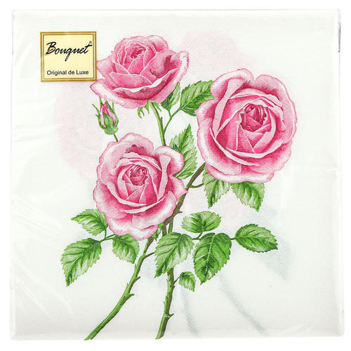 Салфетки 33х33, 2 слоя, 20л, Bouquet Original de Luxe, "Три розы" — изображение 2