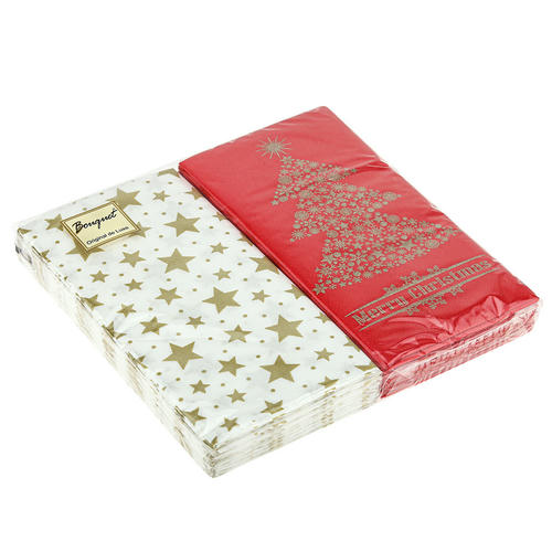 Салфетки 33х33, 2 слоя, 20л, Bouquet Original de Luxe, "Золотая ель MIX с красным"